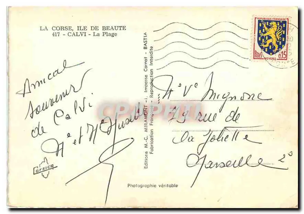 Calvi — La Plage — Edizioni M.-C. Miramont, Bastia - Verso