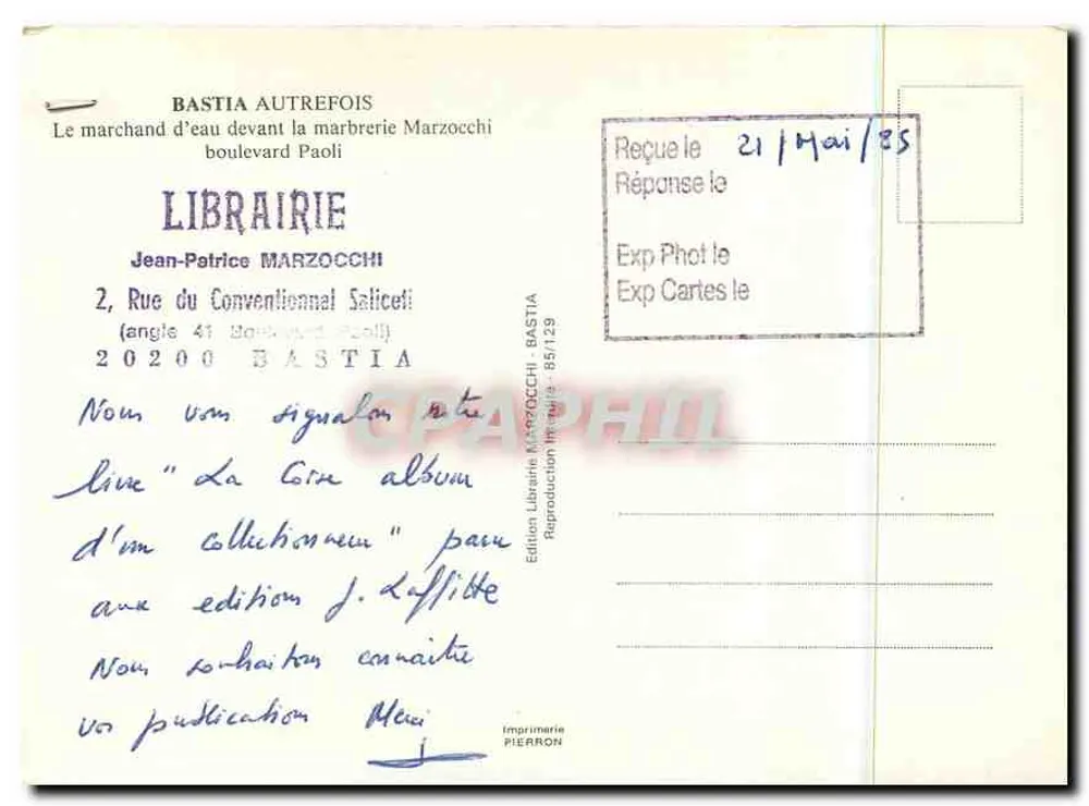 Bastia — Um Vendedor de Água — Livraria Marzocchi - Verso