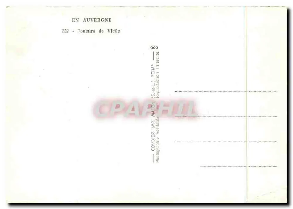 Players of the Vielle — In Auvergne — Combier, Imp. MACON (S.-e-l-L.) 'CIM' - Back