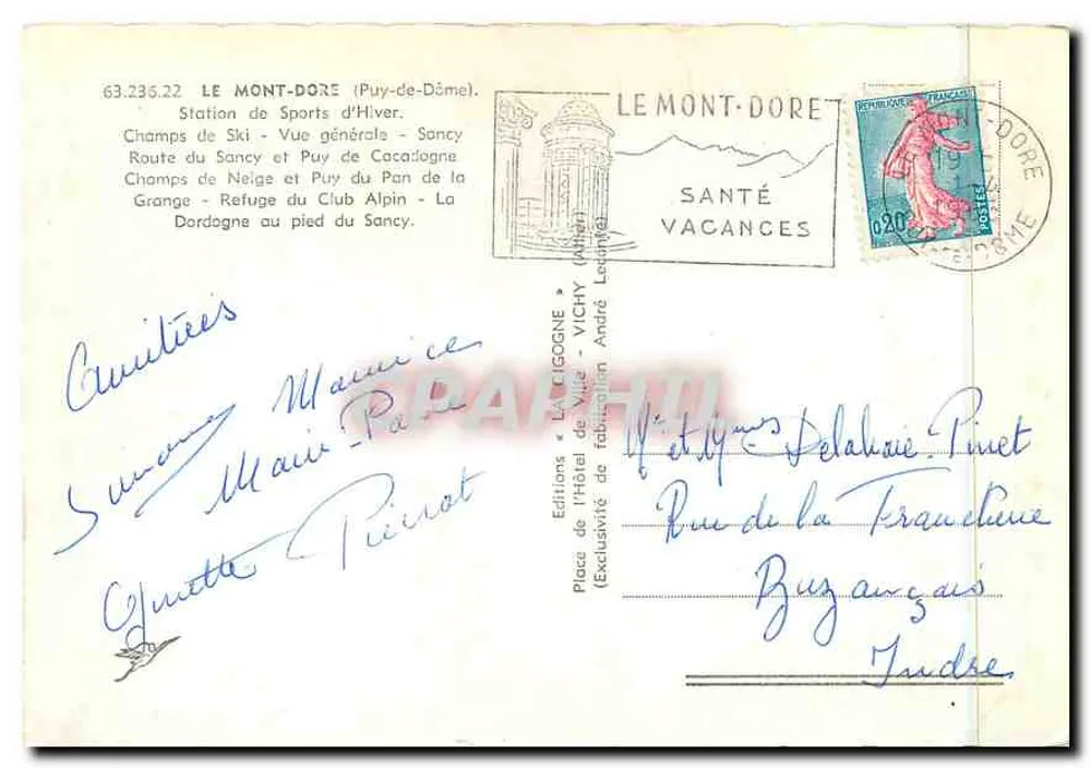 O Mont Dore — Sob a Neve — Éditions de l'Hôtel de Vichy - Verso
