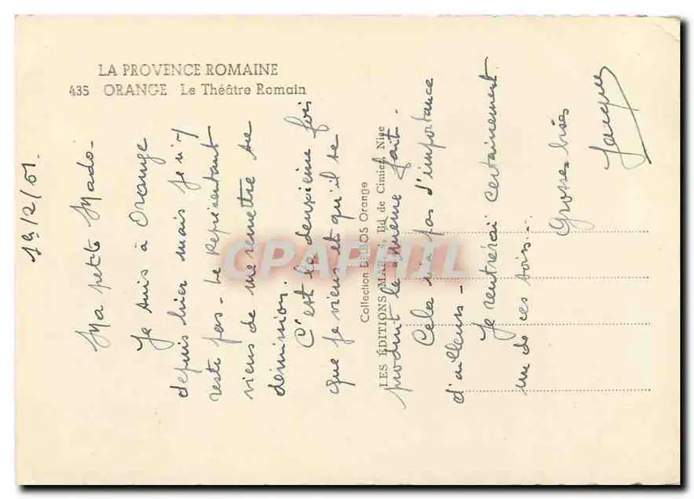 Orange — Das römische Theater — Éditions Mairie, n° 435 - Rückseite