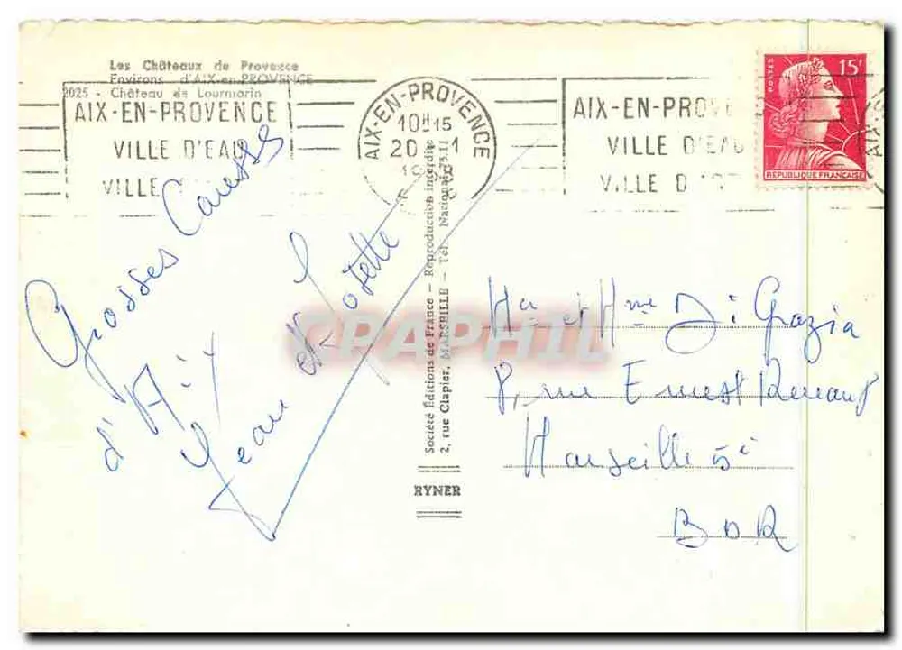 Castelo de Lourmarin — Provence — Sociedade Edições da França, n°2025 - Verso