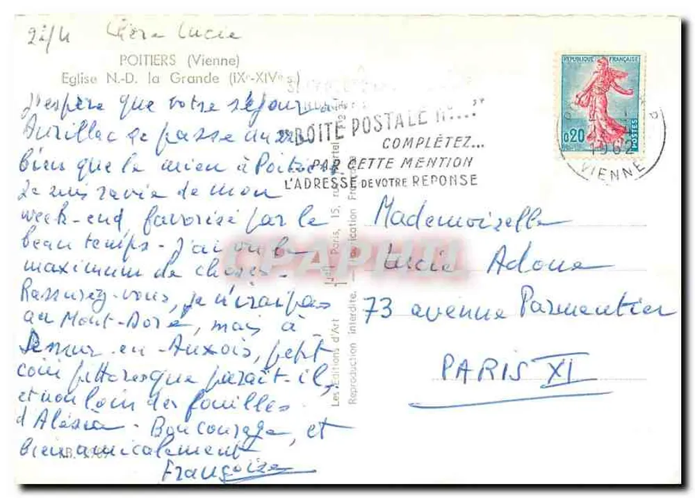 Kirche Notre-Dame la Grande — Poitiers — Éditions d'Art - Rückseite