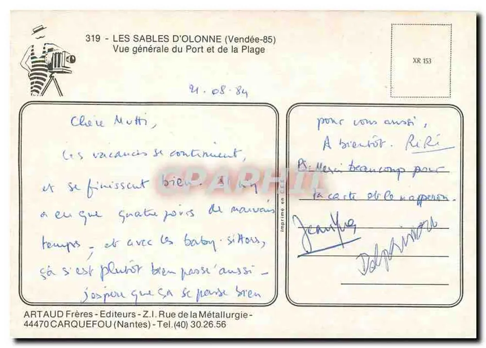 Les Sables-d'Olonne (Vendée-85) — Vue générale du Port et de la Plage — ARTAUD Frères - Verso