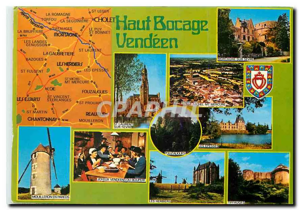 Haut Bocage Vendéen — Carta postal turística com mapa e fotos de locais — Imprimerie Combier, Cholet - Frente