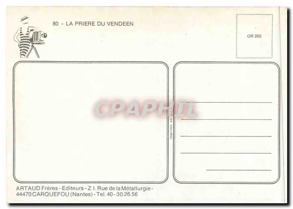De Gebed van de Vendéen — Uitgave Artaud Frères — n°80 - Achterkant