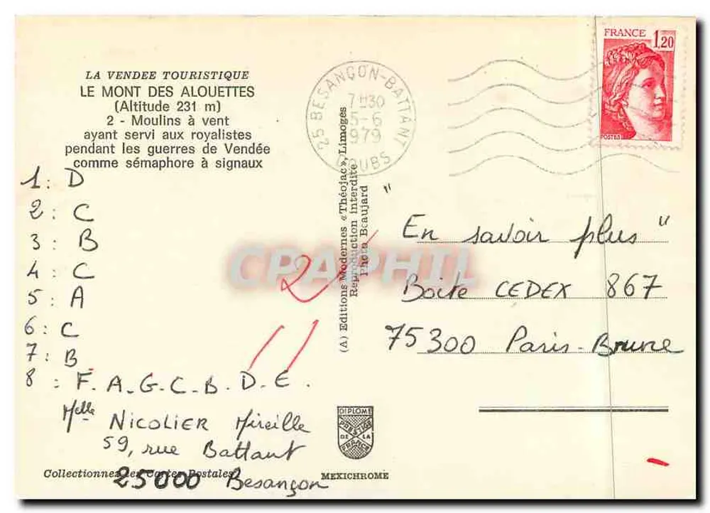 Mont des A louettes — Luftaufnahme — Éditions Théâlèon Limoges - Rückseite