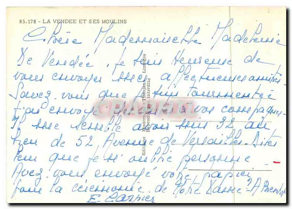 A Vendée e seus Moinhos — Éditions Moderne Théophile - Verso