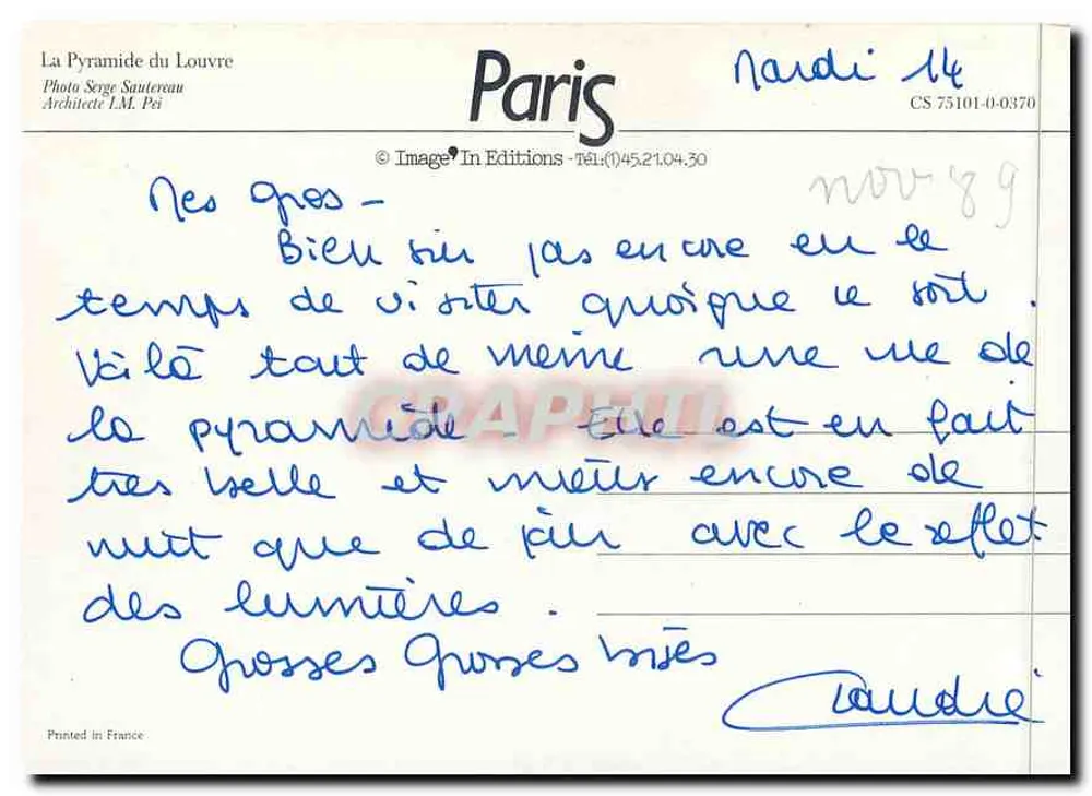 A Pirâmide do Louvre — Paris — Image'in Editions n° CS 75101-0-0370 - Verso