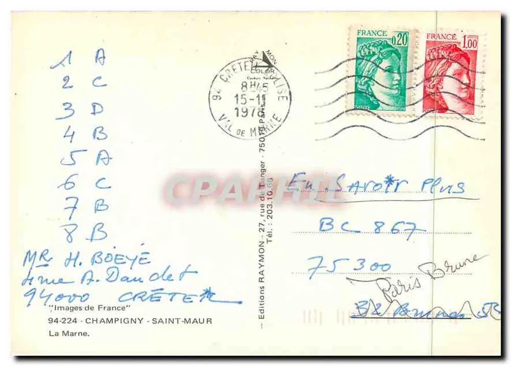 Kanal mit Bäumen im Herbst — Éditions 'Images de France' — n° 203.10.68 - Rückseite
