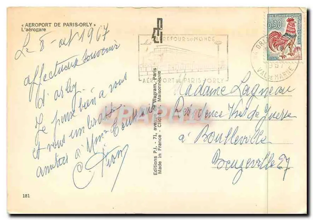 Lotnisko Paris-Orly — widok panoramiczny — Éditions P.I. - 71, avenue de Wagram, Paris - Rewers