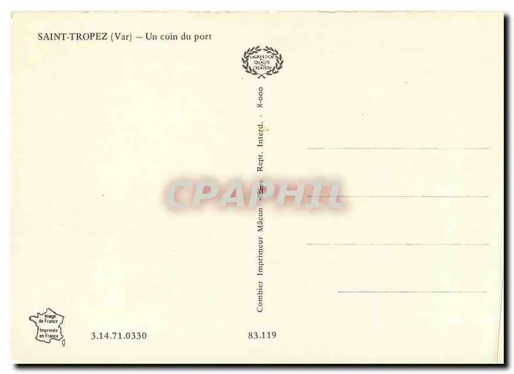 Saint-Tropez — Um canto do porto — Editor Combier, n° 83.119 - Verso