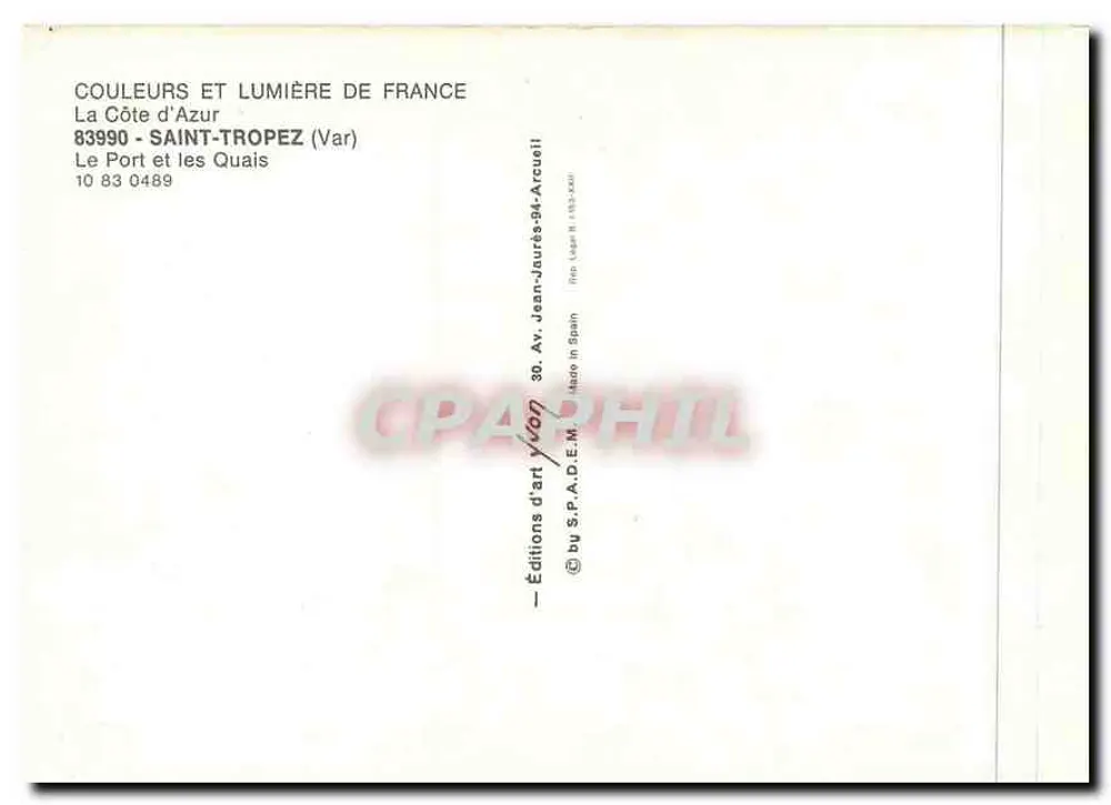 Saint-Tropez — El Puerto y los Muelles — Ediciones de arte Vivon - Reverso