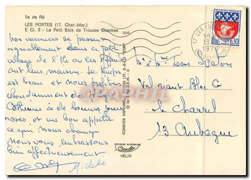 Les Portes (17. Char.-Mar.) — Le Petit Bois de Trousse-Chemise — Imprimeur Macon (71. S.-&-L.) - Rückseite