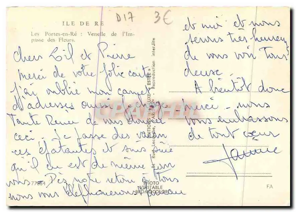 Les Portes-en-Ré — Venelle de l'Impasse des Fleurs — Estel - Verso