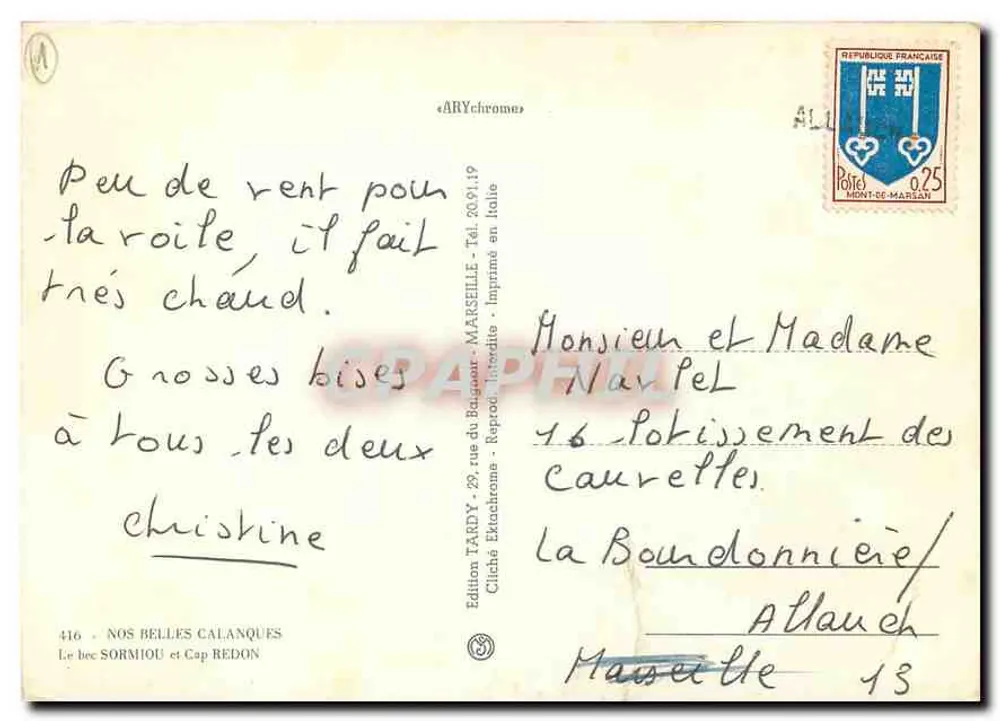 Calanques van Sormiou — Uitzicht op de baai — Uitgave Tardy - Achterkant