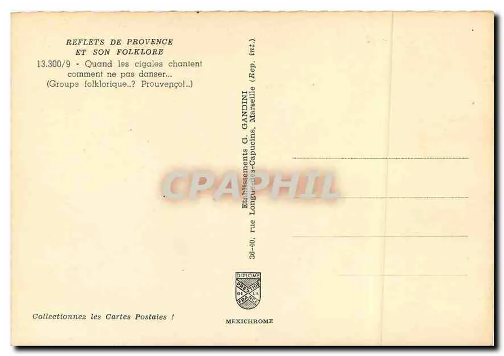 Prouvençal — Danse folklorique — Éditeur G. Gandini, Marseille - Verso