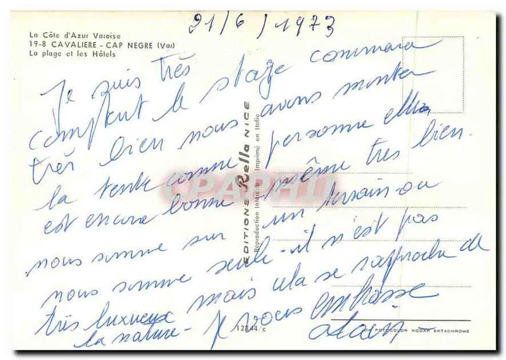 Die Var-Küste — 19-8 CAVALIERE - CAP NEGRE (Var) — Éditions Bella - Rückseite