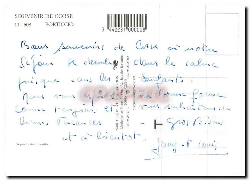 Porticcio — praia e banhistas — Souvenir de Corse 11-508 - Verso