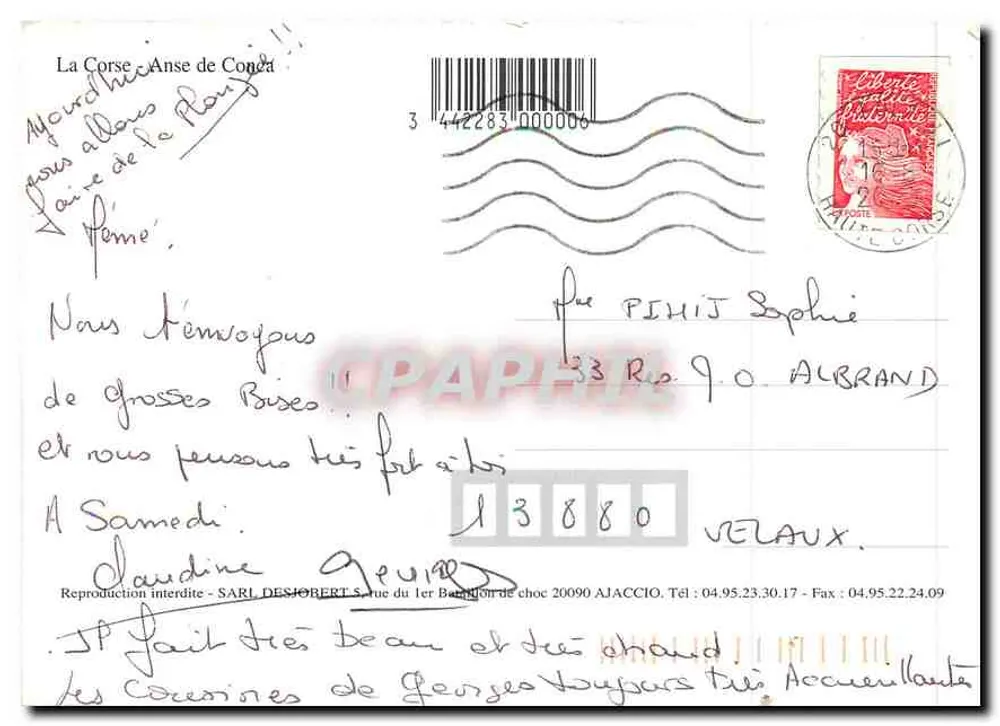 Anse de Conca — Córsega - Verso