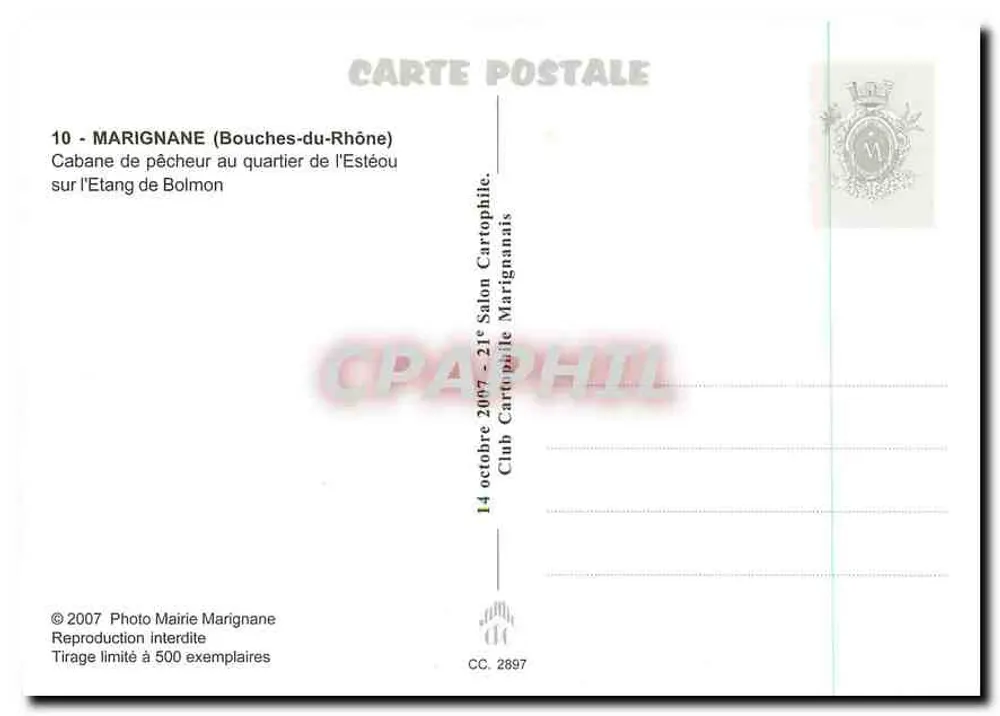 Marignane — Fischerhütte im Estéou-Viertel am Bolmon-See — Rathaus Marignane - Rückseite