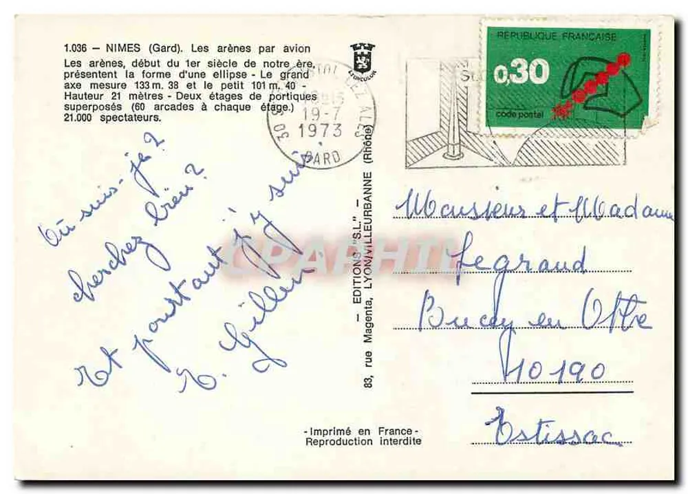 As aréias de Nîmes — início do primeiro século da nossa era — Edições 'S.L.' - Verso