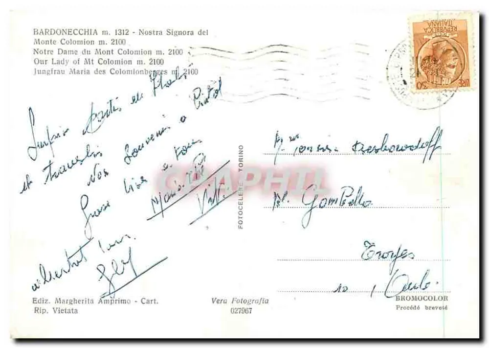 Bardonecchia - Unsere Frau von Mont Colomion m. 2100 — Ediz. Margherita Amprimo, n° 027967 - Rückseite