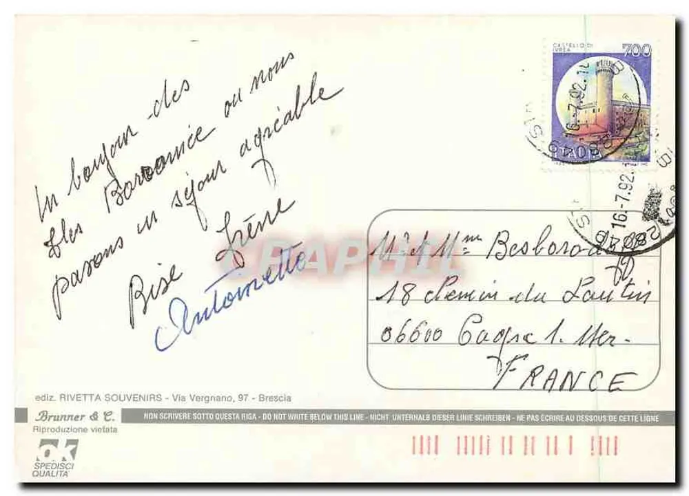 Lago Maggiore - Ilhas Borroméias — Rivetter & C. — n° 700 - Verso