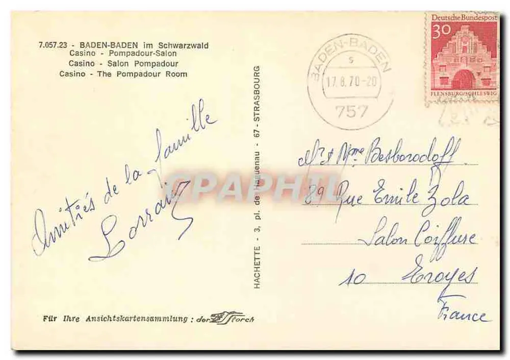 Casino de Baden-Baden — Salon Pompadour — Hachette - Rückseite