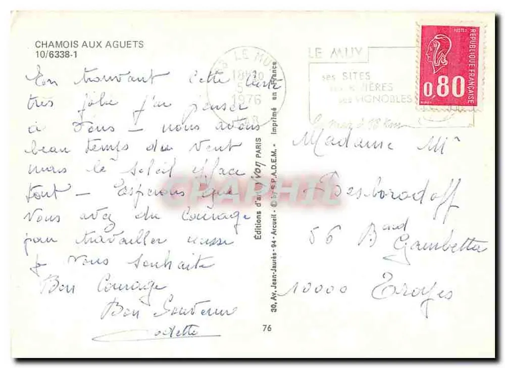 Chamois aux Aguets — 10/6338-1 — Éditions d'Art d'Arcueil - Verso
