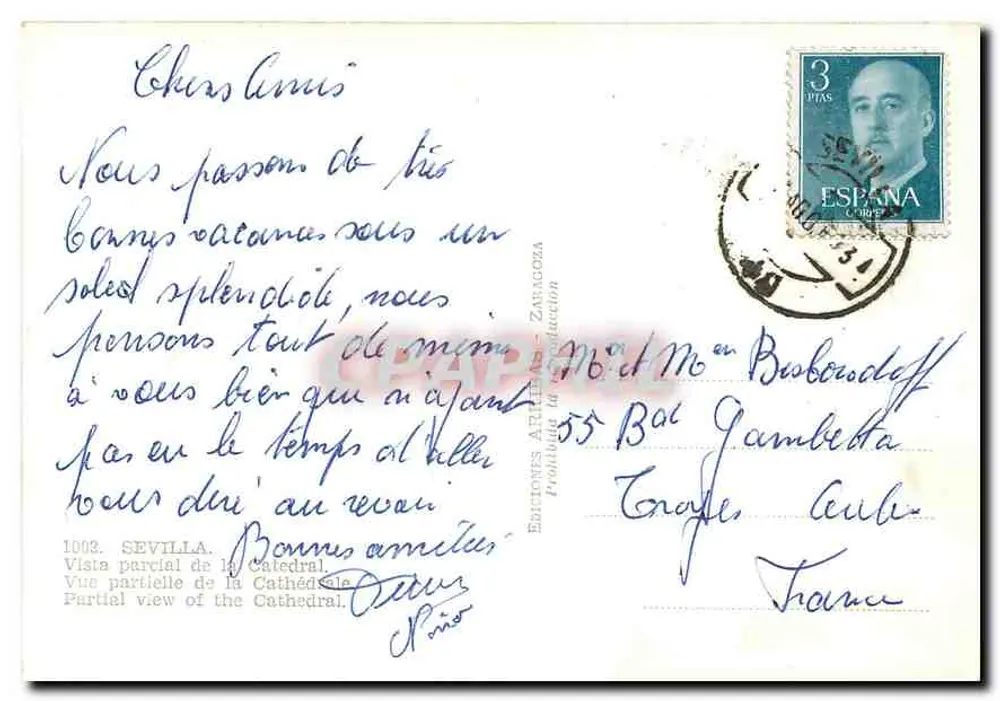 Siviglia — Vista parziale della Cattedrale — Edizioni Arbeloa, n°1003 - Verso