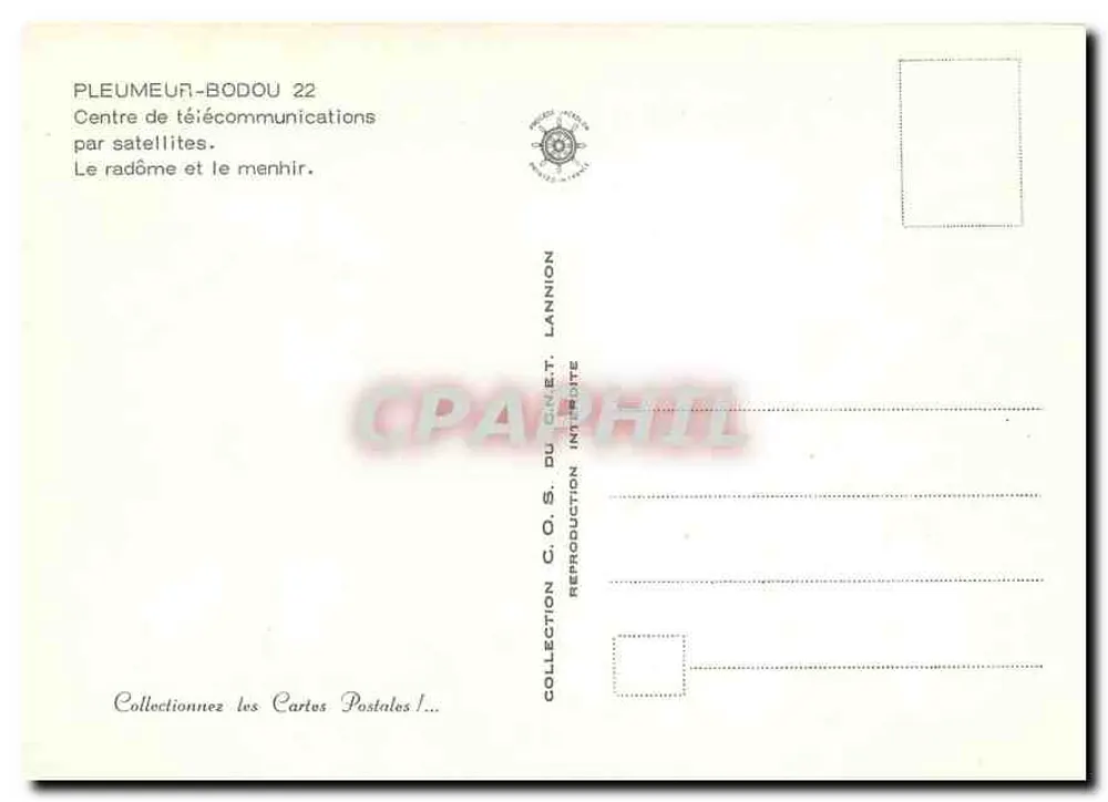 Pleumeur-Bodou — Zentrum für Satelliten-Telekommunikation und Menhir — C.O.S. du C.N.E.T. - Rückseite