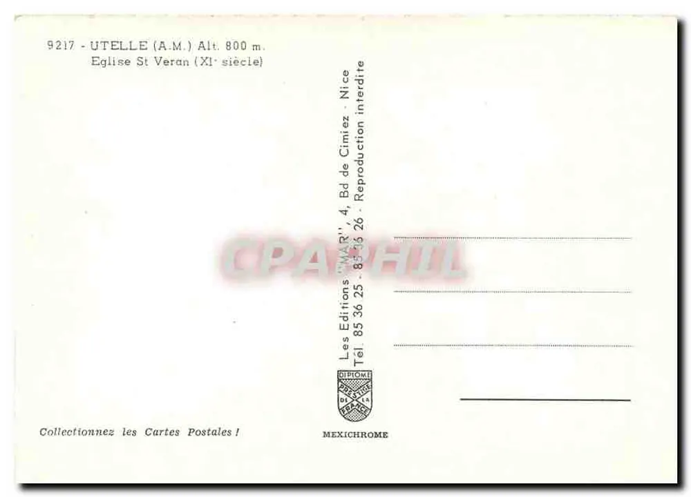 Kirche Saint-Véran — UTELLE (A.M.) H. 800 m. — Verlag IRIS - Rückseite