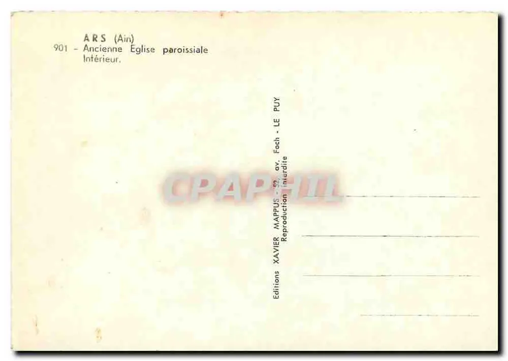 ARS (Ain) — Antigua Iglesia Parroquial — Interior — Ediciones XAVIER MAPPUS - Reverso