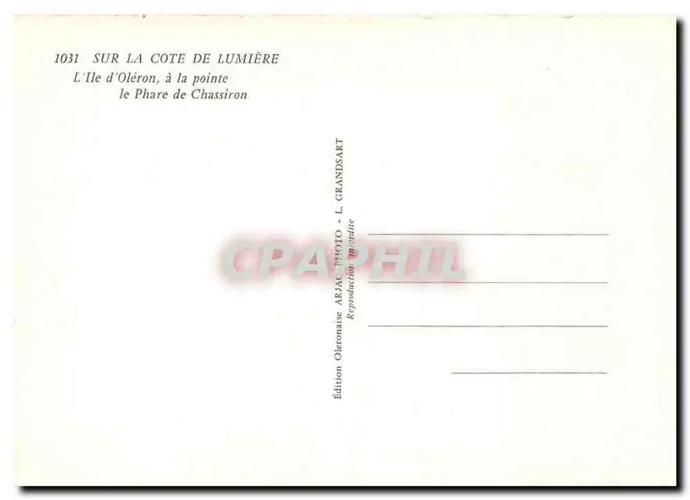 Leuchtturm Chassiron — Île d'Oléron — Edition ARJAC - L. GRANDSART - Rückseite