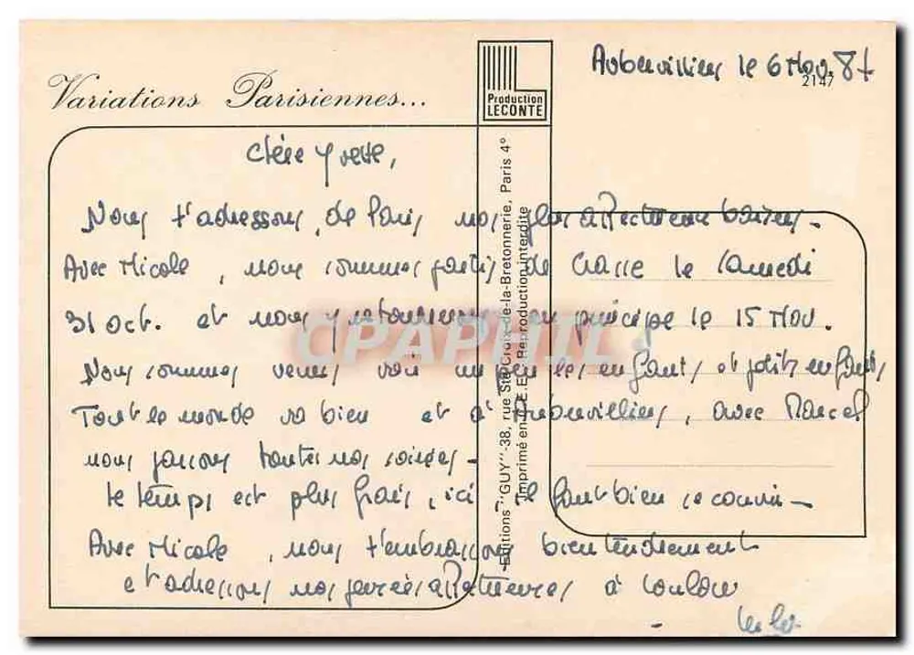 Louwry — widok panoramiczny — Wydawnictwo LECONTE, nr 2147 - Rewers