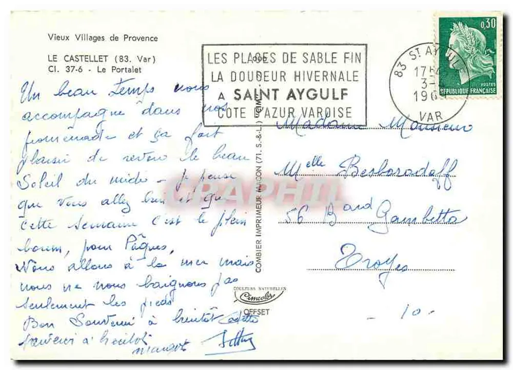 Alte Dörfer der Provence — Le Castellet (83, Var) — Combier Druckerei - Rückseite