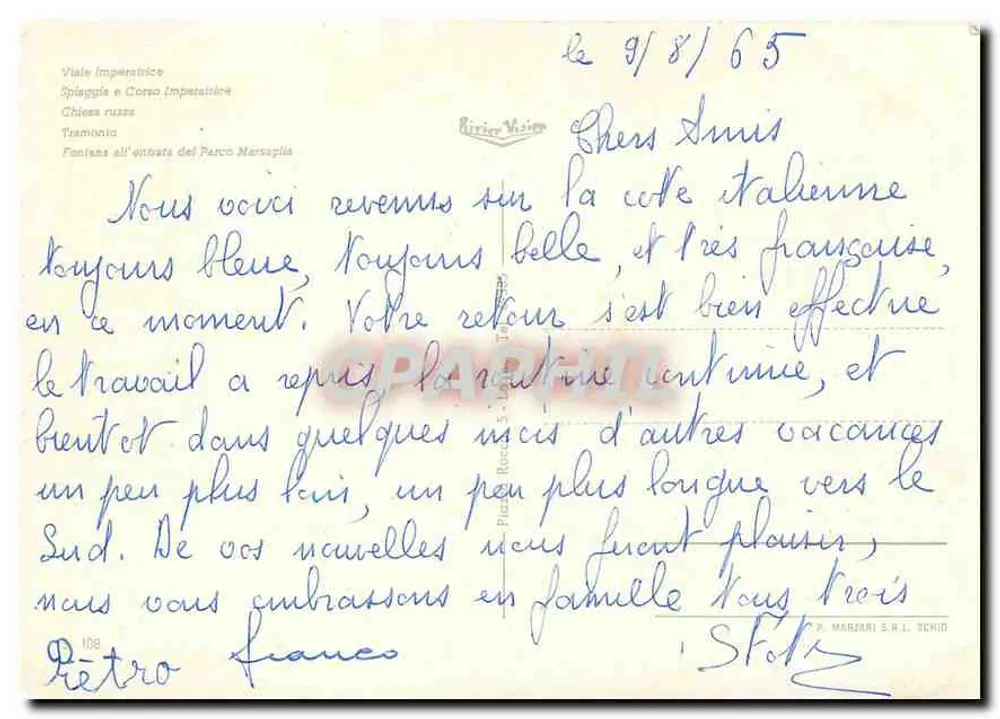 Sanremo — Panoramablick und Sehenswürdigkeiten — Verleger Ritter Voiser - Rückseite