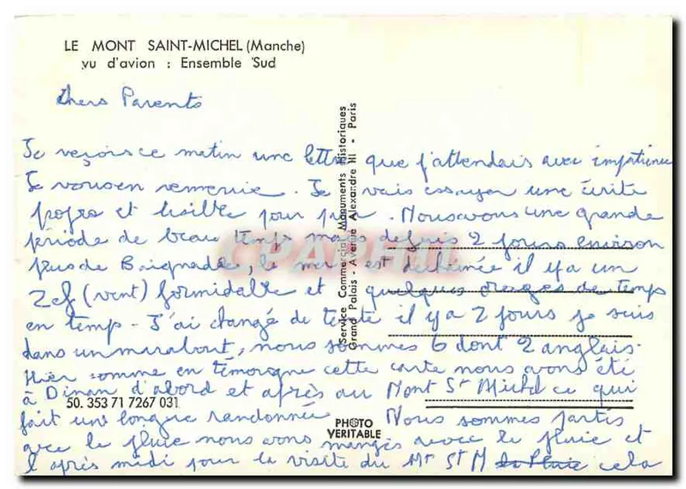 O Monte Santo Michel (Manche) — vista aérea: Conjunto Sul — editor Grand Palais, Paris - Verso