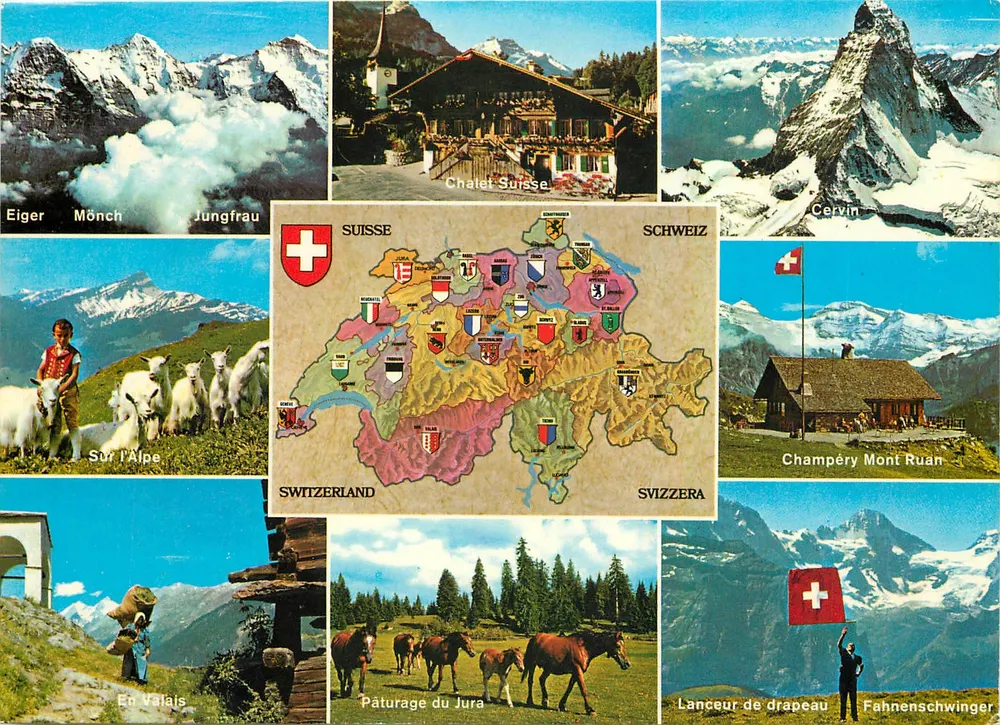 Suíça — Montanhas, cartas e paisagens — Géophoto Edição Doriane Baublmes, n°12323 - Frente