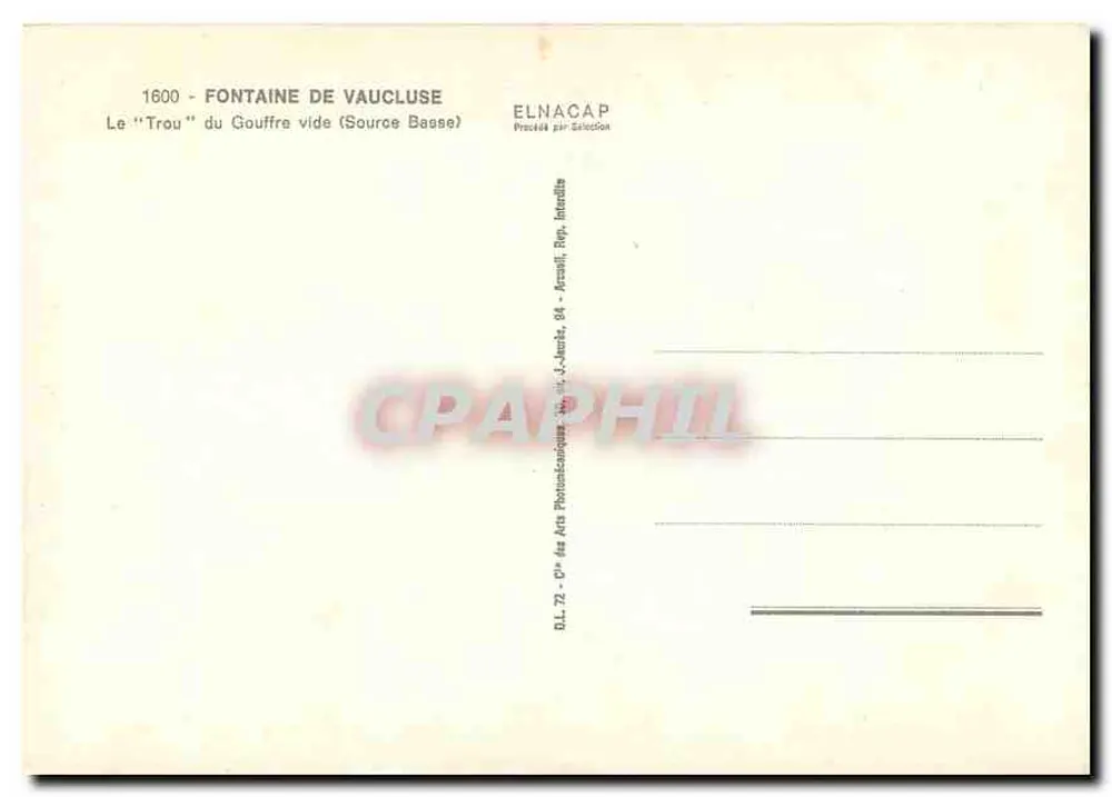 Fonte de Vaucluse — O 'Trou' do Gouffre vazio (Fonte Baixa) — Elnacap - Verso
