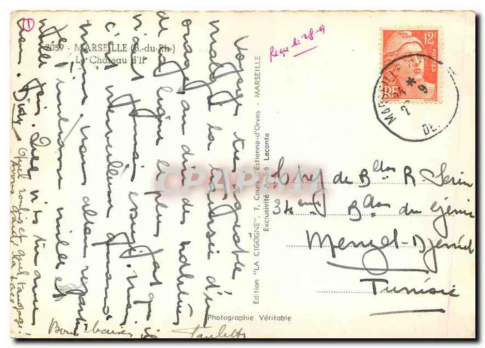 O Castelo de If — Marselha — Edição 'LA CIGOGNE' - Verso