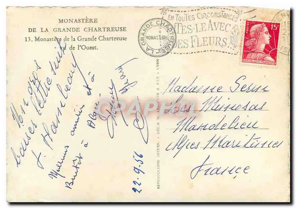 Kloster der Grande Chartreuse — Panoramablick — Verlag unbekannt - Rückseite