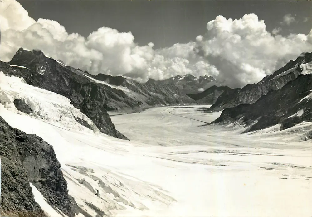 Jungfraujoch 3454 m — Aletsch glacier — Photographie Julius Birch, Wengen - Recto