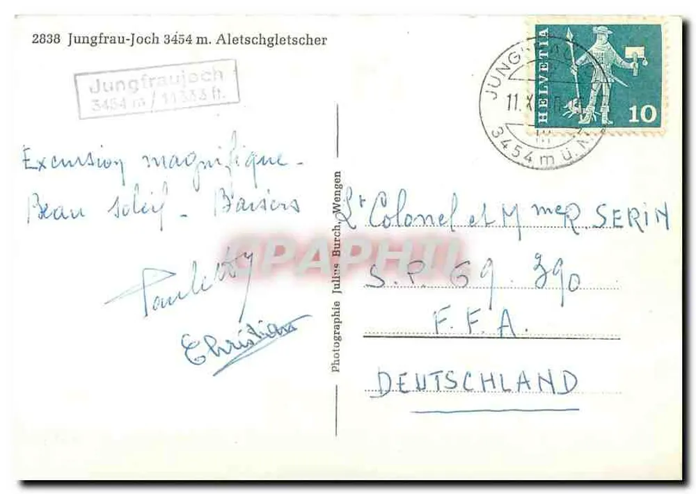 Jungfraujoch 3454 m — Aletsch glacier — Photographie Julius Birch, Wengen - Verso