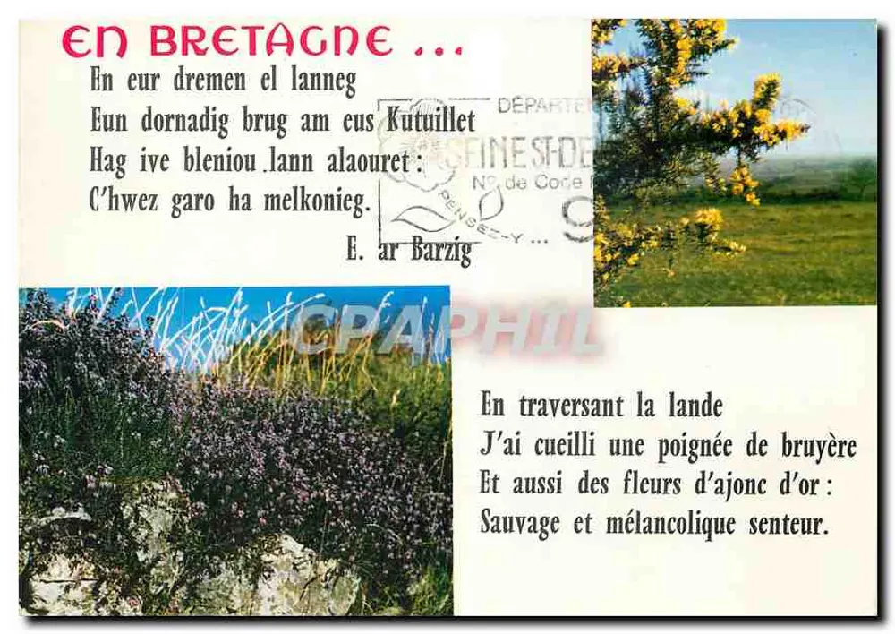 Em Bretanha ... — Poema em bretão e francês — Éditions d'Art José, Châteaulin - Frente