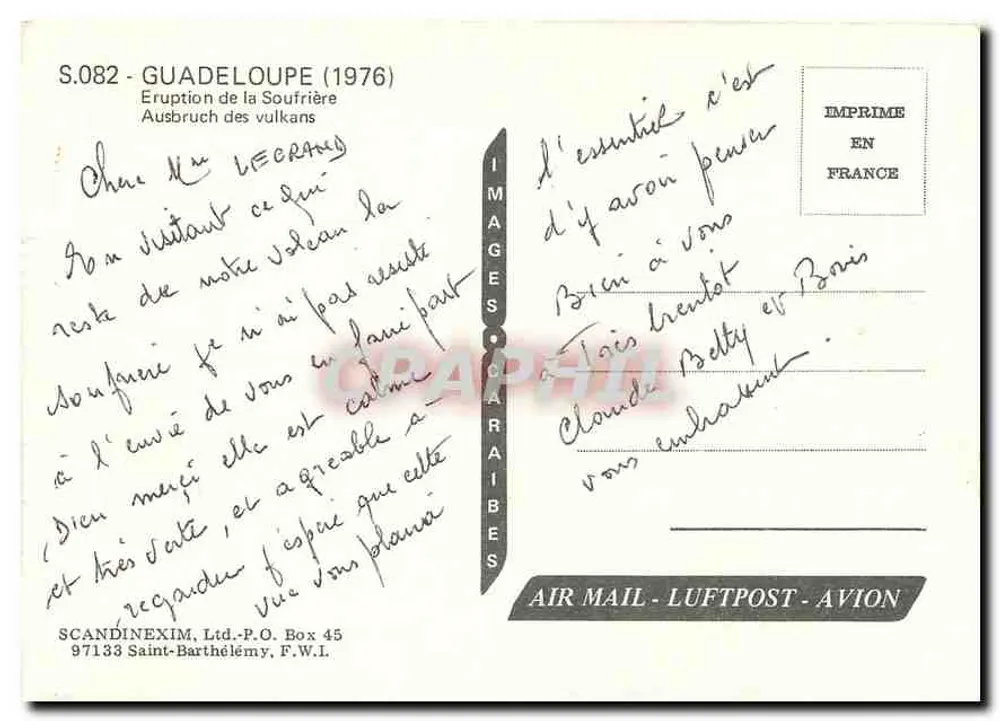 Eruptie van de Soufrière — Guadeloupe (1976) — SCANDINEXIM, Ltd. - Achterkant