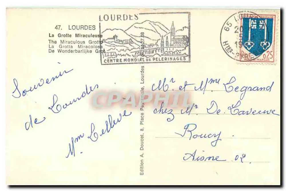 Gruta Milagrosa de Lourdes — Editor EdLux, n°47 - Verso