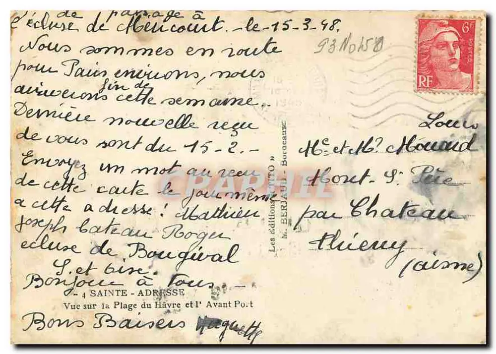 Ausblick auf den Strand von Le Havre und den Avant-Po. - t - Éditions TITO - Bordeaux - Rückseite