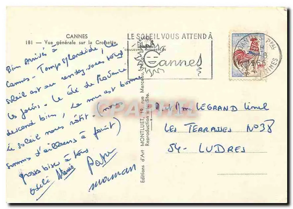 Cannes — Algemene uitzicht op de Croisette — Edities d'Art Montluet - Achterkant